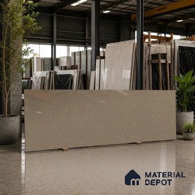 Terrazzo Counter Top Slab TL 11894 H Oro Caramel Glossy 8 ft x 2.62 ft Glossy Full Body Vitrified Tile - 15 mm | Suitable For Counter Top, Dining Table Top & Window Frame
