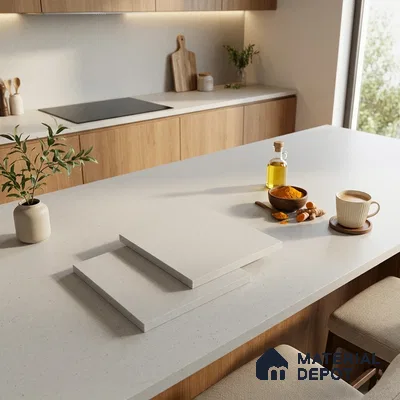 Terrazzo Counter Top Slab TL 11894 I Oro White Matte 8 ft x 2.62 ft Matte Full Body Vitrified Tile - 15 mm | Suitable For Counter Top, Dining Table Top & Window Frame