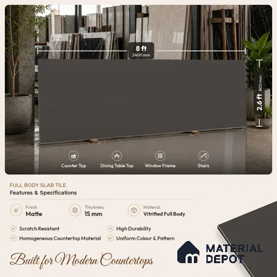 Terrazzo Counter Top Slab TL 11896 Amber Matte 8 ft x 3.7 ft Matte Full Body Vitrified Tile - 15 mm | Suitable For Counter Top, Dining Table Top & Window Frame