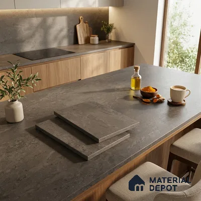 Terrazzo Counter Top Slab TL 11896 Amber Matte 8 ft x 3.7 ft Matte Full Body Vitrified Tile - 15 mm | Suitable For Counter Top, Dining Table Top & Window Frame