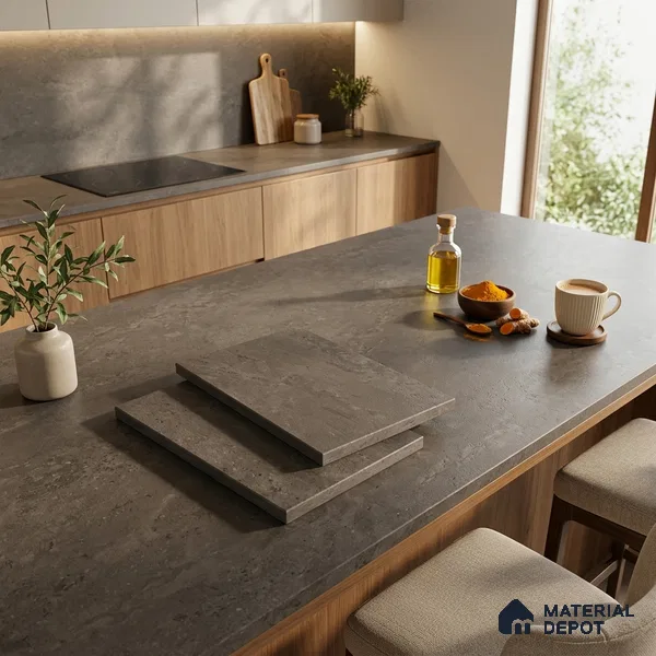 Terrazzo Counter Top Slab TL 11896 Amber Matte 8 ft x 3.7 ft Matte Full Body Vitrified Tile - 15 mm | Suitable For Counter Top, Dining Table Top & Window Frame