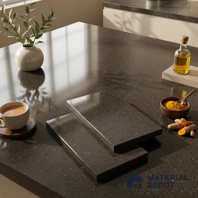Terrazzo Counter Top Slab TL 11896 B Amber Glossy 8 ft x 3.7 ft Glossy Full Body Vitrified Tile - 15 mm | Suitable For Counter Top, Dining Table Top & Window Frame
