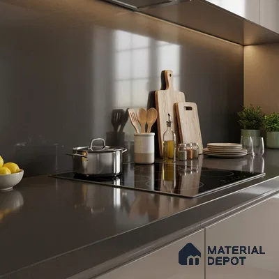 Terrazzo Counter Top Slab TL 11896 B Amber Glossy 8 ft x 3.7 ft Glossy Full Body Vitrified Tile - 15 mm | Suitable For Counter Top, Dining Table Top & Window Frame