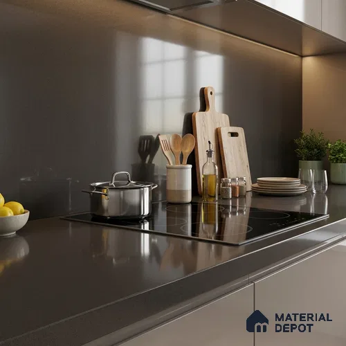 Terrazzo Counter Top Slab TL 11896 B Amber Glossy 8 ft x 3.7 ft Glossy Full Body Vitrified Tile - 15 mm | Suitable For Counter Top, Dining Table Top & Window Frame