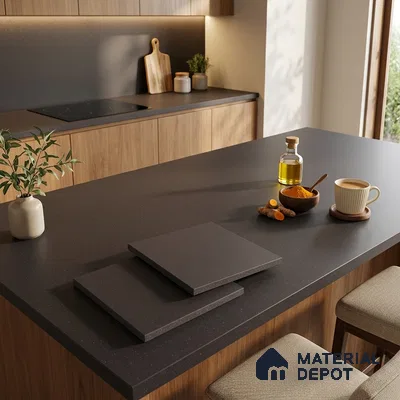 Stone Counter Top Slab TL 10056 Sago Choco Nutech 8 ft x 2.62 ft Matte Finish Full Body Vitrified Large Format Tile - 15 mm | Suitable For Counter Top, Dining Table Top & Window Frame