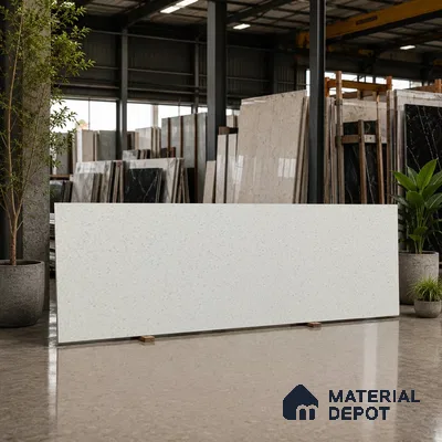 Stone Counter Top Slab TL 10056 C Sago White Nutech 8 ft x 2.62 ft Matte Finish Full Body Vitrified Large Format Tile - 15 mm | Suitable For Counter Top, Dining Table Top & Window Frame