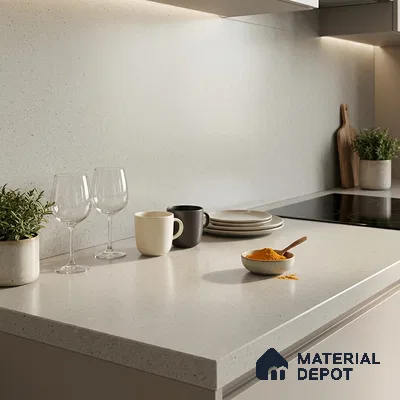 Stone Look Counter Top Slab TL 10056 D Sago Crema Nutech 8 ft x 2.62 ft Matte Finish Full Body Vitrified Large Format Tile - 15 mm | Suitable For Counter Top, Dining Table Top & Window Frame