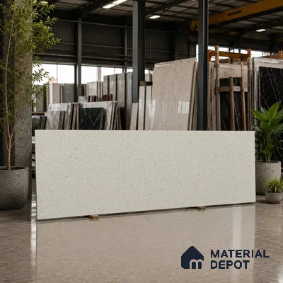 Stone Look Counter Top Slab TL 10056 D Sago Crema Nutech 8 ft x 2.62 ft Matte Finish Full Body Vitrified Large Format Tile - 15 mm | Suitable For Counter Top, Dining Table Top & Window Frame