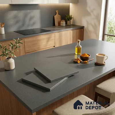 Stone Counter Top Slab TL 10056 F Sago Charcoal Nutech 8 ft x 2.62 ft Matte Finish Full Body Vitrified Large Format Tile - 15 mm | Suitable For Counter Top, Dining Table Top & Window Frame
