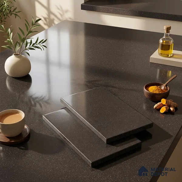 Stone Counter Top Slab TL 10056 G Sago Choco Polished 8 ft x 2.62 ft Glossy Finish Vitrified Large Format Tile - 15 mm | Suitable For Counter Top, Dining Table Top & Window Frame