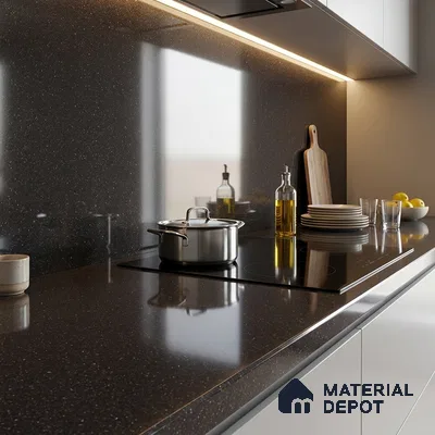 Stone Counter Top Slab TL 10056 G Sago Choco Polished 8 ft x 2.62 ft Glossy Finish Vitrified Large Format Tile - 15 mm | Suitable For Counter Top, Dining Table Top & Window Frame