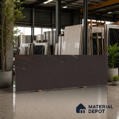 Stone Counter Top Slab TL 10056 G Sago Choco Polished 8 ft x 2.62 ft Glossy Finish Vitrified Large Format Tile - 15 mm | Suitable For Counter Top, Dining Table Top & Window Frame