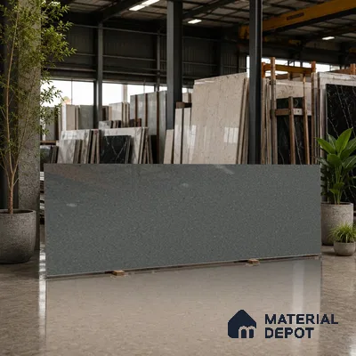 Stone Counter Top Slab TL 10056 K Sago Charcoal Polished 8 ft x 2.62 ft Glossy Finish Vitrified Large Format Tile - 15 mm | Suitable For Counter Top, Dining Table Top & Window Frame