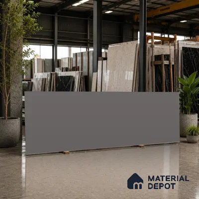 Stone Counter Top Slab TL 10060 Steel Grey 8 ft x 2.62 ft Matte Finish Full Body Vitrified Large Format Tile - 15 mm | Suitable For Counter Top, Dining Table Top & Window Frame