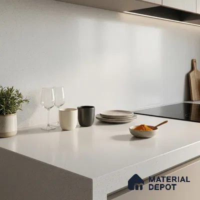 Stone Look Counter Top Slab TL 10057 H Grainy White 8 ft x 2.62 ft Matte Finish Full Body Vitrified Large Format Tile - 15 mm | Suitable For Counter Top, Dining Table Top & Window Frame