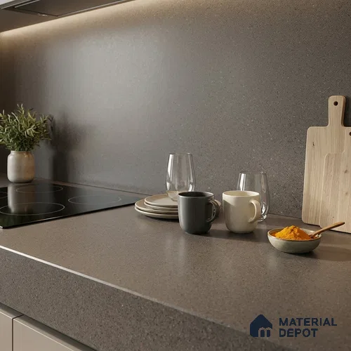 Stone Counter Top Slab TL 10057 I Grainy Walnut 8 ft x 2.62 ft Matte Finish Full Body Vitrified Large Format Tile - 15 mm | Suitable For Counter Top, Dining Table Top & Window Frame