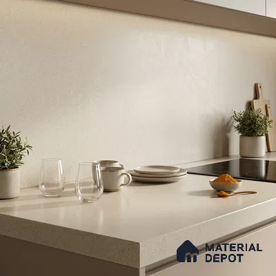 Stone Counter Top Slab TL 10057 K Grainy Crema 8 ft x 2.62 ft Matte Finish Full Body Vitrified Large Format Tile - 15 mm | Suitable For Counter Top, Dining Table Top & Window Frame