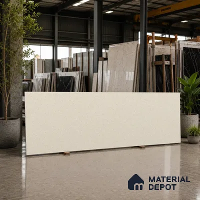 Stone Counter Top Slab TL 10057 K Grainy Crema 8 ft x 2.62 ft Matte Finish Full Body Vitrified Large Format Tile - 15 mm | Suitable For Counter Top, Dining Table Top & Window Frame
