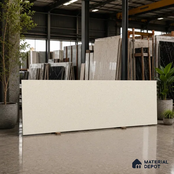 Stone Counter Top Slab TL 10057 K Grainy Crema 8 ft x 2.62 ft Matte Finish Full Body Vitrified Large Format Tile - 15 mm | Suitable For Counter Top, Dining Table Top & Window Frame