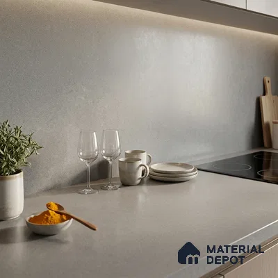 Stone Counter Top Slab TL 10057 L Grainy Grey 8 ft x 2.62 ft Matte Finish Full Body Vitrified Large Format Tile - 15 mm | Suitable For Counter Top, Dining Table Top & Window Frame