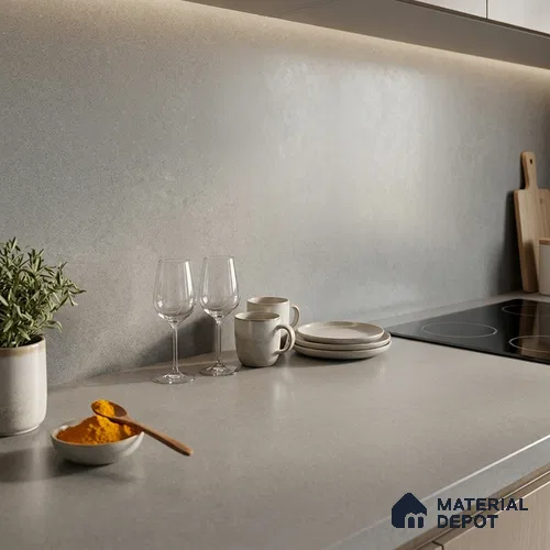 Stone Counter Top Slab TL 10057 L Grainy Grey 8 ft x 2.62 ft Matte Finish Full Body Vitrified Large Format Tile - 15 mm | Suitable For Counter Top, Dining Table Top & Window Frame