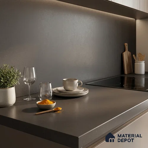 Stone Counter Top Slab TL 10059 Graphite Grey 8 ft x 2.62 ft Matte Finish Full Body Vitrified Large Format Tile - 15 mm | Suitable For Counter Top, Dining Table Top & Window Frame