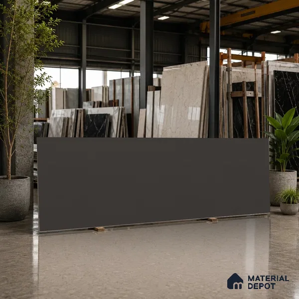 Stone Counter Top Slab TL 10059 Graphite Grey 8 ft x 2.62 ft Matte Finish Full Body Vitrified Large Format Tile - 15 mm | Suitable For Counter Top, Dining Table Top & Window Frame