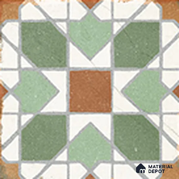 Moroccan Floor TL 13504 E Majestic Classic 8 inch x 8 inch | Non Rectified Vitrified Vitrossa Matte Finish Tile - 8 mm | 2 mm Spacer is Mandatory