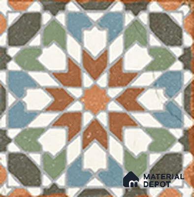 Moroccan Floor TL 13504 C Majestic Royal 8 inch x 8 inch | Non Rectified Vitrified Vitrossa Matte Finish Tile - 8 mm | 2 mm Spacer is Mandatory