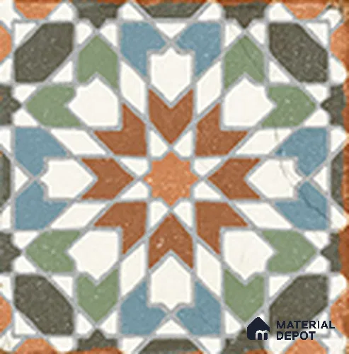 Moroccan Floor TL 13504 C Majestic Royal 8 inch x 8 inch | Non Rectified Vitrified Vitrossa Matte Finish Tile - 8 mm | 2 mm Spacer is Mandatory