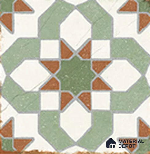 Moroccan Floor TL 13504 Majestic King 8 inch x 8 inch | Non Rectified Vitrified Vitrossa Matte Finish Tile - 8 mm | 2 mm Spacer is Mandatory
