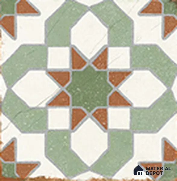 Moroccan Floor TL 13504 Majestic King 8 inch x 8 inch | Non Rectified Vitrified Vitrossa Matte Finish Tile - 8 mm | 2 mm Spacer is Mandatory