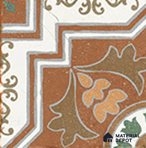 Moroccan Floor TL 13504 D Majestic Grove 8 inch x 8 inch | Non Rectified Vitrified Vitrossa Matte Finish Tile - 8 mm | 2 mm Spacer is Mandatory