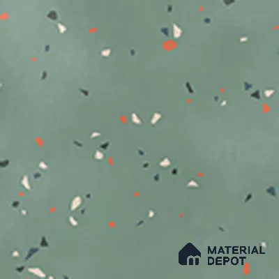 Terrazzo Floor TL 13505 L Luna Teal 8 inch x 8 inch | Non Rectified Vitrified Dry Grit GHR Finish Tile - 8 mm | 2 mm Spacer is Mandatory