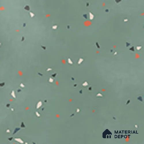 Terrazzo Floor TL 13505 L Luna Teal 8 inch x 8 inch | Non Rectified Vitrified Dry Grit GHR Finish Tile - 8 mm | 2 mm Spacer is Mandatory
