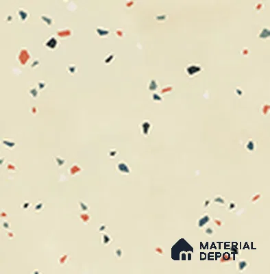 Terrazzo Floor TL 13505 N Luna Ivory 8 inch x 8 inch | Non Rectified Vitrified Dry Grit GHR Finish Tile - 8 mm | 2 mm Spacer is Mandatory