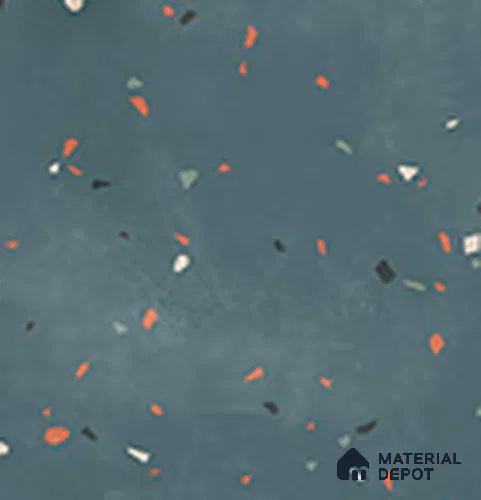 Terrazzo Floor TL 13505 O Luna Oceano 8 inch x 8 inch | Non Rectified Vitrified Dry Grit GHR Finish Tile - 8 mm | 2 mm Spacer is Mandatory
