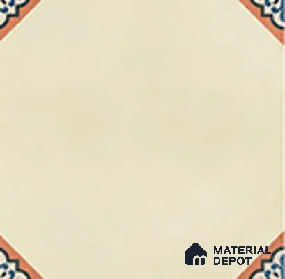 Moroccan Floor TL 13505 I Octivia Ivory 8 inch x 8 inch | Non Rectified Vitrified Dry Grit GHR Finish Tile - 8 mm | 2 mm Spacer is Mandatory