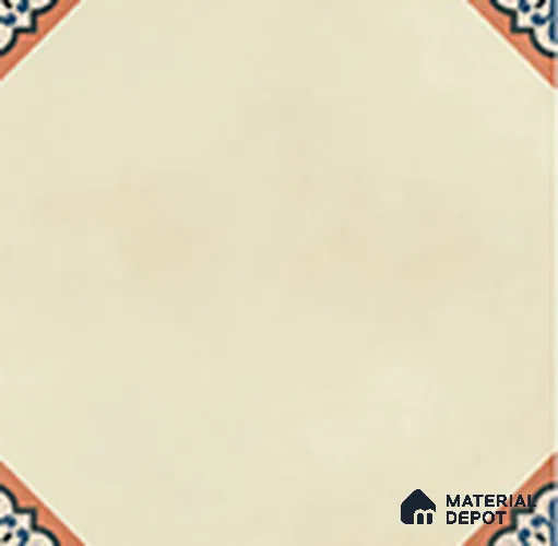 Moroccan Floor TL 13505 I Octivia Ivory 8 inch x 8 inch | Non Rectified Vitrified Dry Grit GHR Finish Tile - 8 mm | 2 mm Spacer is Mandatory