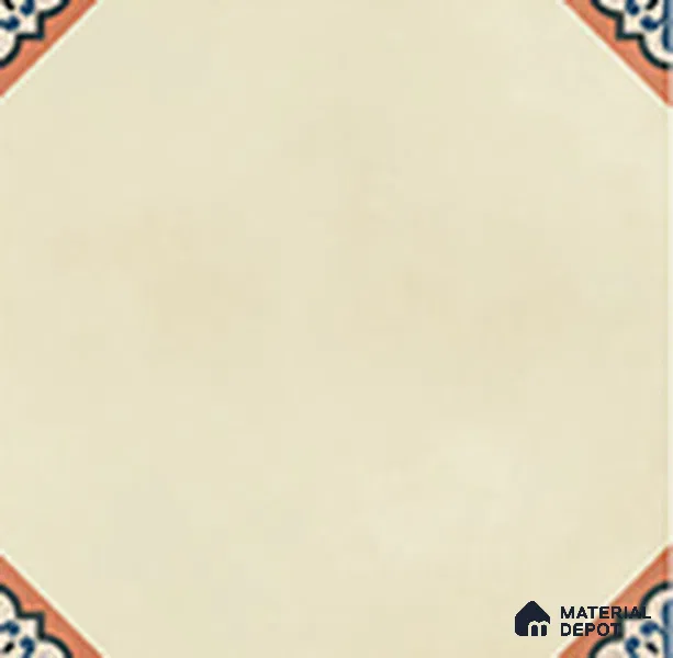 Moroccan Floor TL 13505 I Octivia Ivory 8 inch x 8 inch | Non Rectified Vitrified Dry Grit GHR Finish Tile - 8 mm | 2 mm Spacer is Mandatory