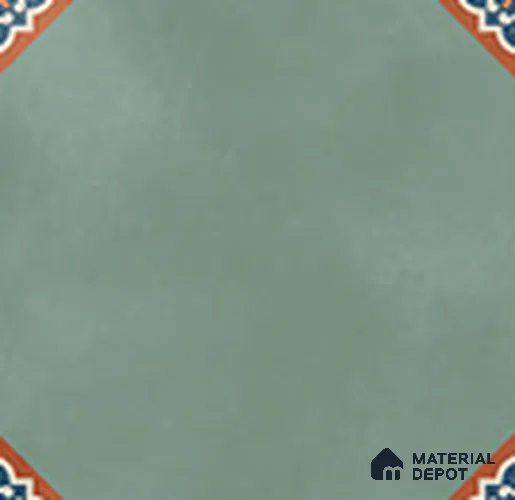 Moroccan Floor TL 13505 G Octivia Teal 8 inch x 8 inch | Non Rectified Vitrified Dry Grit GHR Finish Tile - 8 mm | 2 mm Spacer is Mandatory