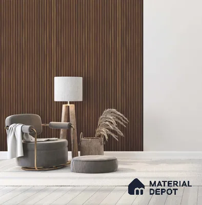 Brown Wooden Louver PN 05620 8 ft x 6 inch Charcoal Panel - 11 mm | Suitable for Feature Wall, TV Unit & Living Room | Width is Subjected to 5% Variation