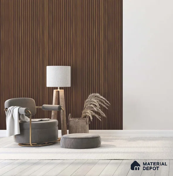 Brown Wooden Louver PN 05620 8 ft x 6 inch Charcoal Panel - 11 mm | Suitable for Feature Wall, TV Unit & Living Room | Width is Subjected to 5% Variation