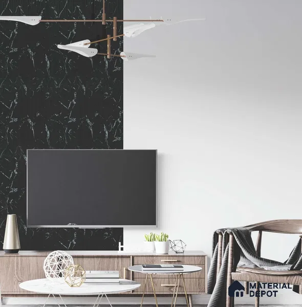 Black Marble Louver PN 05624 8 ft x 6 inch Charcoal Panel - 11 mm | Suitable for Feature Wall, TV Unit & Living Room | Width is Subjected to 5% Variation