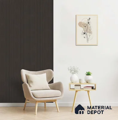 Brown Wooden Louver PN 05625 8 ft x 6 inch Charcoal Panel - 11 mm | Suitable for Feature Wall, TV Unit & Living Room | Width is Subjected to 5% Variation