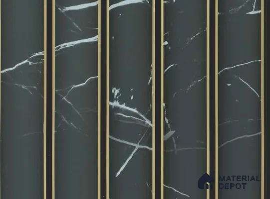Black Marble Louver PN 05628 8 ft x 6 inch Charcoal Panel - 11 mm | Suitable for Feature Wall, TV Unit & Living Room | Width is Subjected to 5% Variation