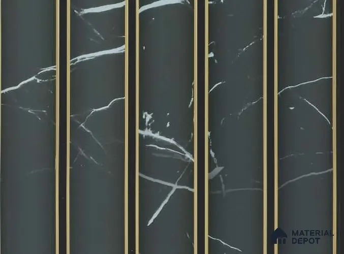 Black Marble Louver PN 05628 8 ft x 6 inch Charcoal Panel - 11 mm | Suitable for Feature Wall, TV Unit & Living Room | Width is Subjected to 5% Variation