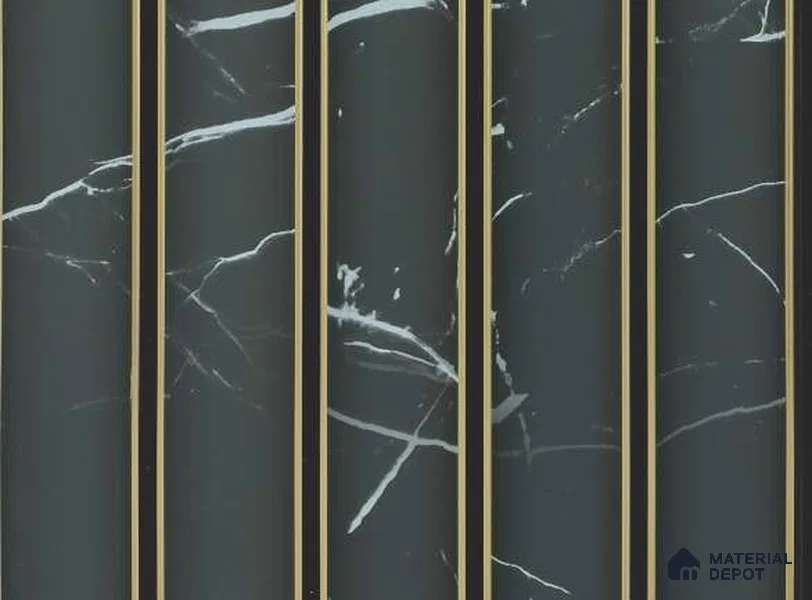 Black Marble Louver PN 05628 8 ft x 6 inch Charcoal Panel - 11 mm | Suitable for Feature Wall, TV Unit & Living Room | Width is Subjected to 5% Variation