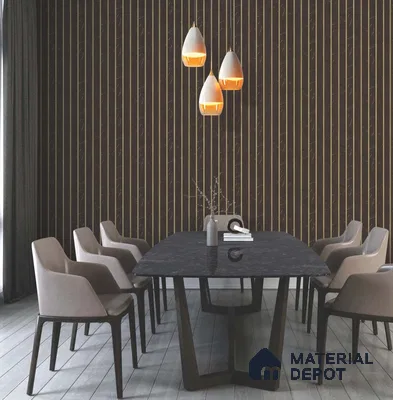 Brown Marble Louver PN 05631 8 ft x 6 inch Charcoal Panel - 11 mm | Suitable for Feature Wall, TV Unit & Living Room | Width is Subjected to 5% Variation