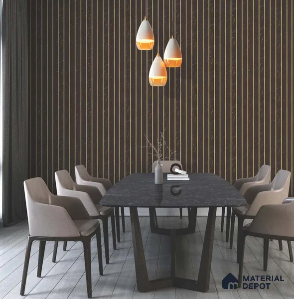Brown Marble Louver PN 05631 8 ft x 6 inch Charcoal Panel - 11 mm | Suitable for Feature Wall, TV Unit & Living Room | Width is Subjected to 5% Variation